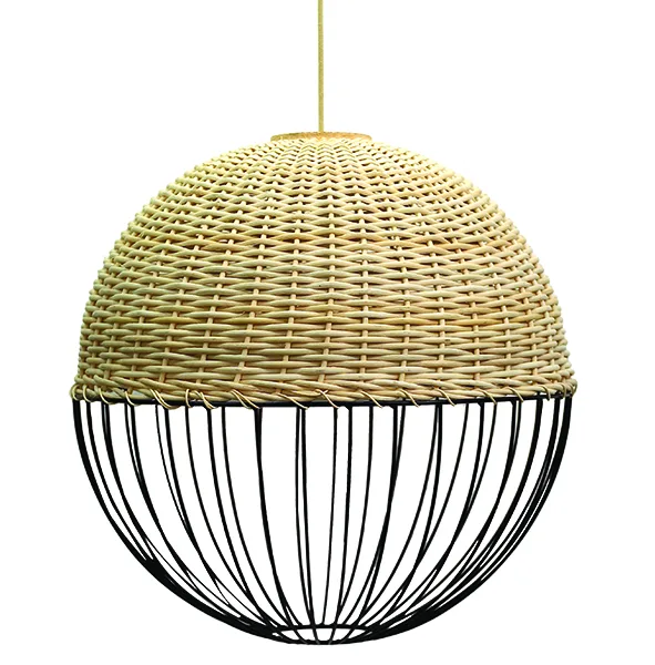  ΚΡΕΜΑΣΤΟ ΦΩΤΙΣΤΙΚΟ ΣΕ ΣΧΗΜΑ ΜΠΑΛΑΣ ΑΠΟ ΜΕΤΑΛΛΟ ΚΑΙ RATTAN Ν1131